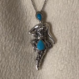 Exquisite Sleeping Beauty Turquoise Ballerina Pendant.  NWOT